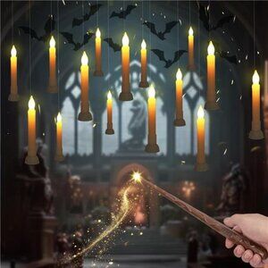 12 Pcs Hanging Floating Candles with Wand Remote (Battery Include), Magic Candle